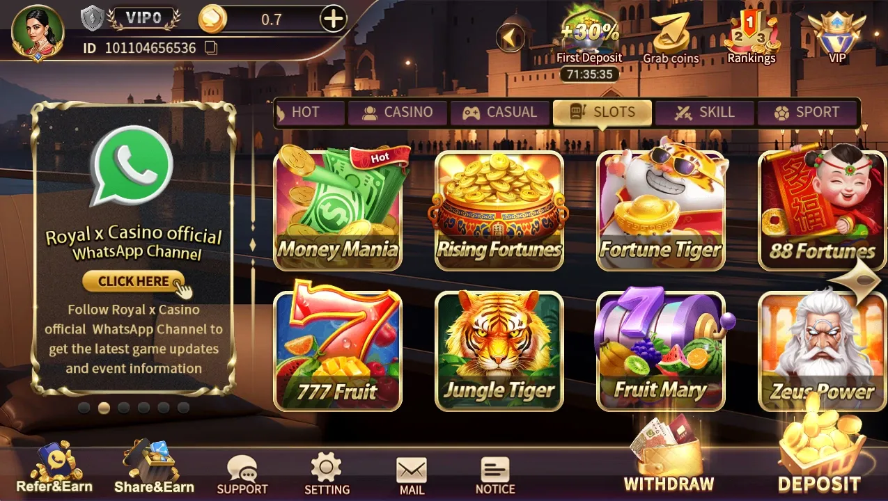 How to Deposit Money in Royal X Casino App